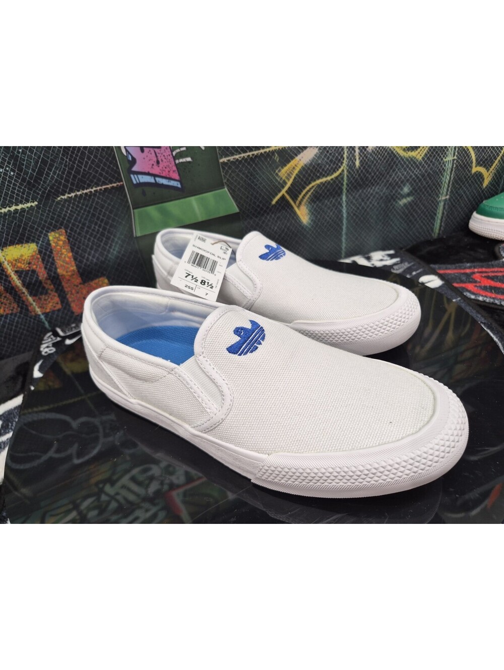 Women's Size 8.5 W - Adidas Cloud White Blue Bird Shmoofoil Slip Shoes IF2077